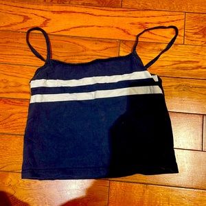 Blue crop with white stripe.